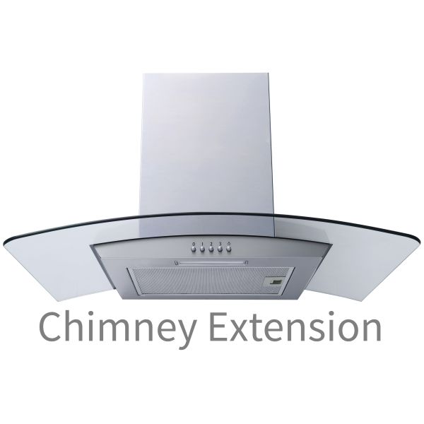 Prima PRCGH802 80cm Curved Glass Chimney Hood Extension - St/Steel