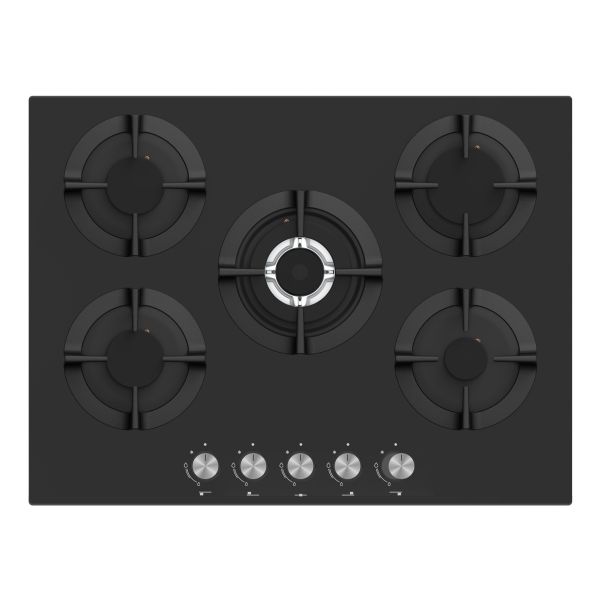 Prima PRGH226 70cm Gas on Glass Hob - Black Glass