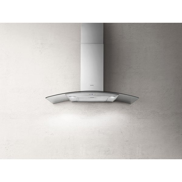 Elica Reef 90cm Curved Glass Chimney Hood - St/Steel