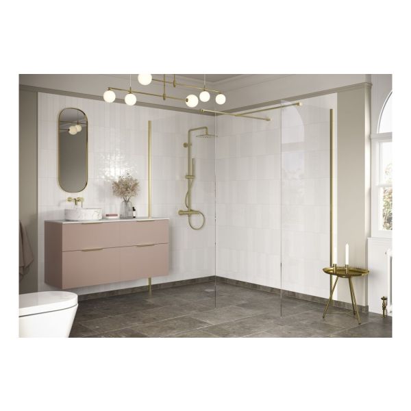 Aida 800mm Wetroom Side Panel & Arm - Brushed Brass