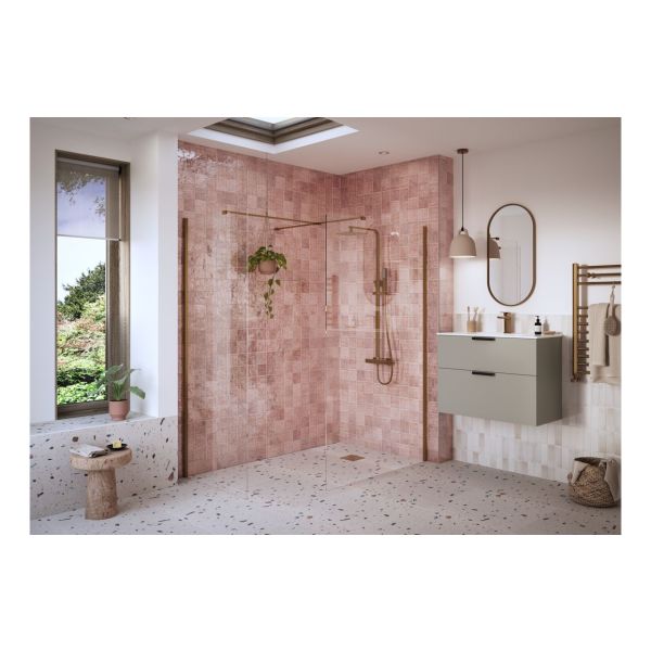 Aida Brushed Bronze Wetroom Side Panels, Support Arm & T Piece