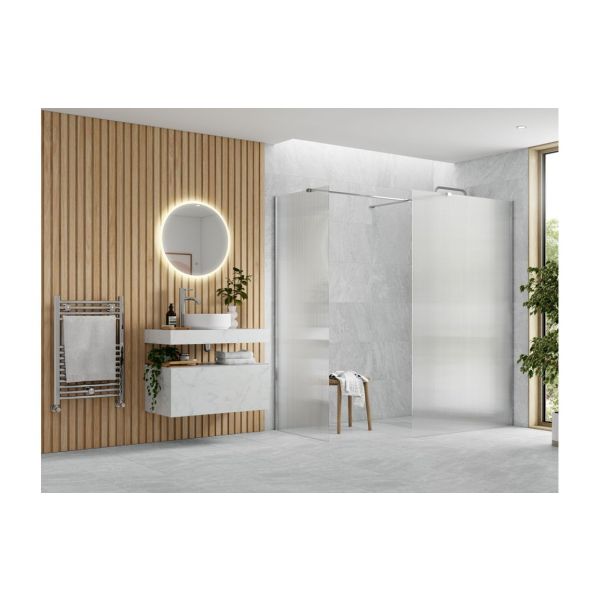 Aida Chrome Fluted Wetroom Panels, Support Arm & T Piece