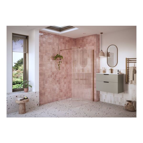 Aida Fluted Brushed Bronze Wetroom Panels & Support Bar