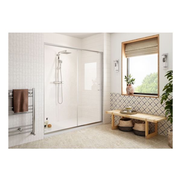Apollo 1000x700mm Easy-Fit Sliding Door & 45mm Tray Pack - Chrome