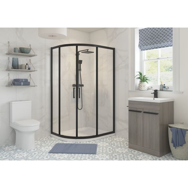 Apollo 1000x800mm 2 Door Offset Quadrant - Matt Black