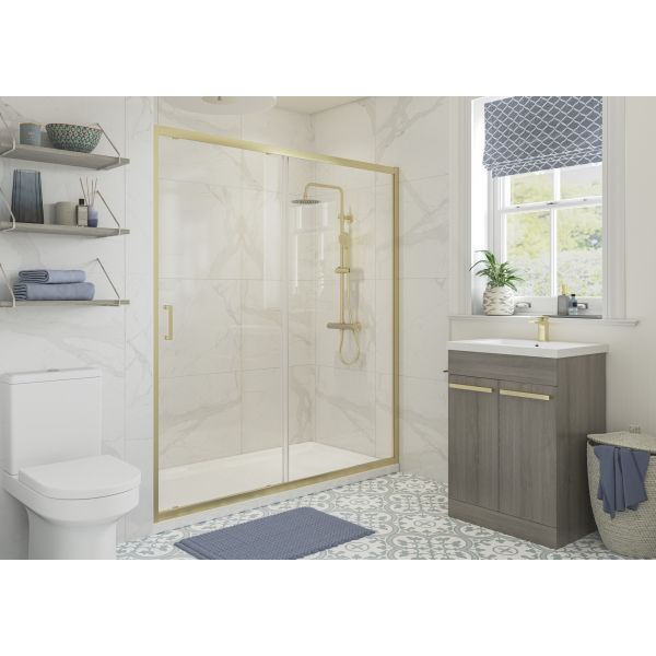Apollo 1100mm Sliding Door - Brushed Brass
