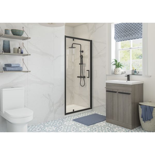 Apollo 700mm Pivot Door - Matt Black