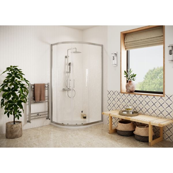 Apollo Easy-Fit 1000x800mm 2 Door Offset Quadrant - Chrome