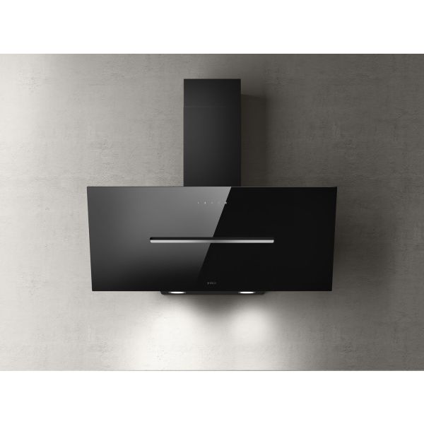 Elica Shy 90cm Chimney Hood - Black Glass