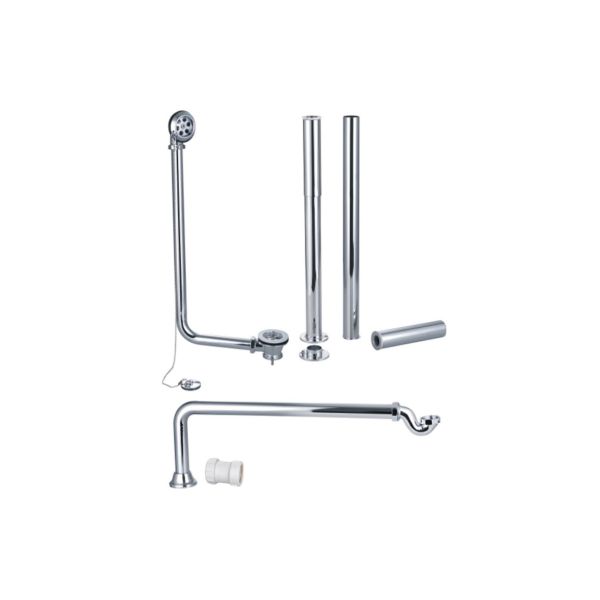Exposed Bath Plug & Chain Waste w/Pipe Shrouds - Chrome