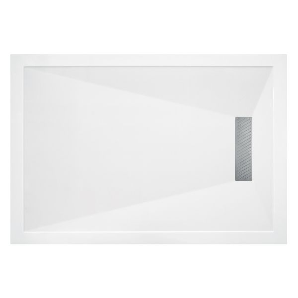 25mm Linear 1500x900mm Slim Rectangular Tray & Waste - White