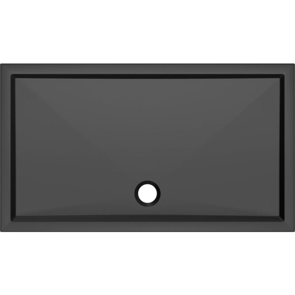 40mm Low Profile 1400x800mm Rectangular Tray & Waste - Matt Black