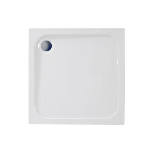45mm Low Profile 800x800mm Square Tray & Waste - White