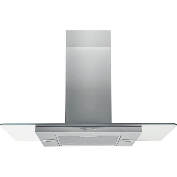 Hotpoint UIF 9.3F LB X 90cm Flat Glass Island Hood - Glass & St/Steel