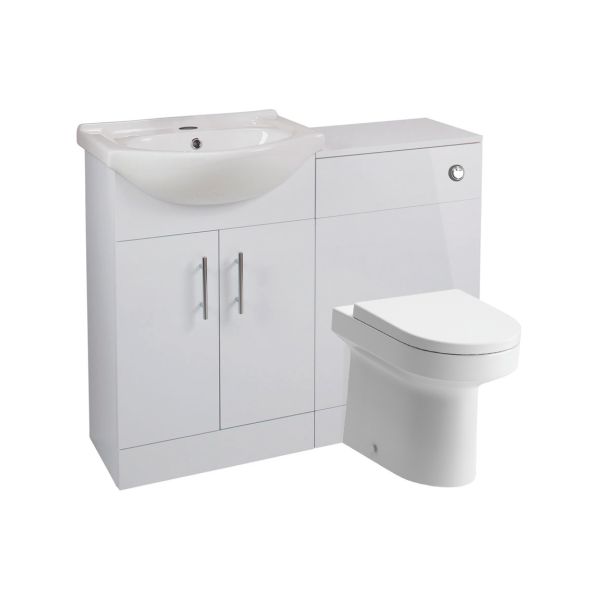 Scene 650mm Basin Unit & WC Unit Pack - White Gloss