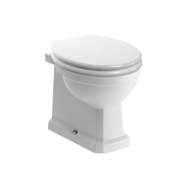 Starlene Back To Wall WC & Satin White Wood Effect Seat w/Br.Brass Finishes