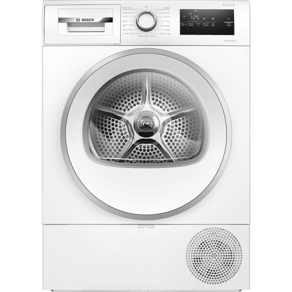 Bosch Series 4 WTH85226GB F/S 8kg Heat Pump Condenser Dryer - White