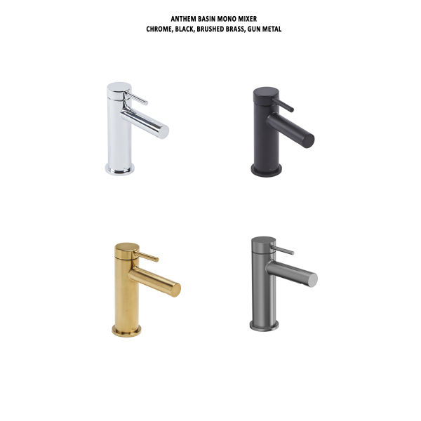 Anthem Basin Mono Range (Chrome, Matt Black, Brushed Brass, Gun Metal) Includes Click Waste