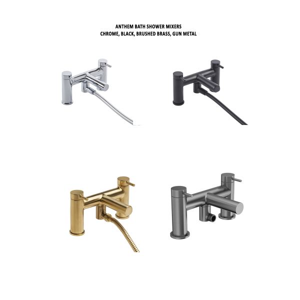 Anthem Bath Shower Mixer Range (Chrome, Matt Black, Brushed Brass, Gun Metal)