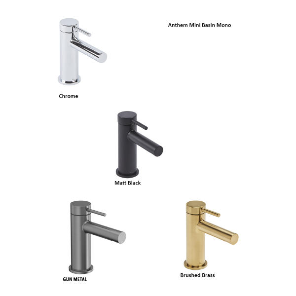 Anthem Mini Mono Range (Chrome, Matt Black, Brushed Brass, Gun Metal) Includes Click Waste