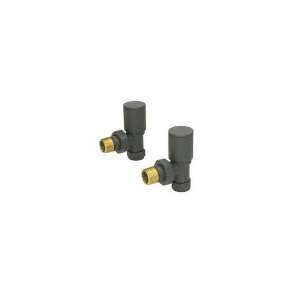 Matt Anthracite Angled Round Head Radiator Valve Set