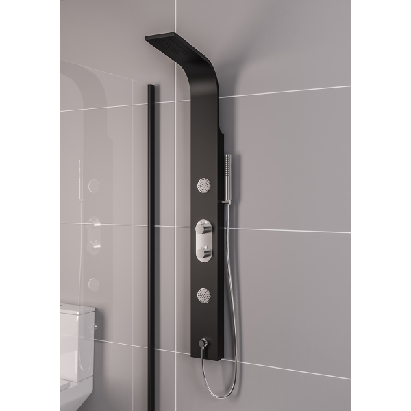Derwent Black Thermostatic Shower Column 1500mm High
