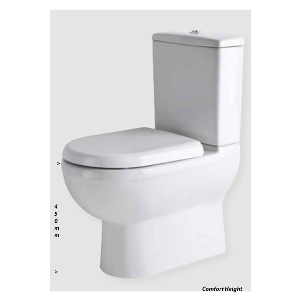 Dura Rimless Comfort Height Back To Wall Pan & Soft Close Seat