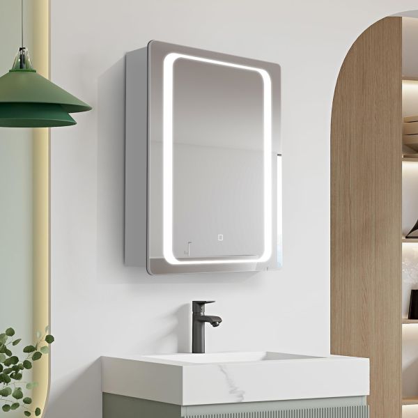 FDO Single Door LED Mirror Cabinet 500mm x 700mm