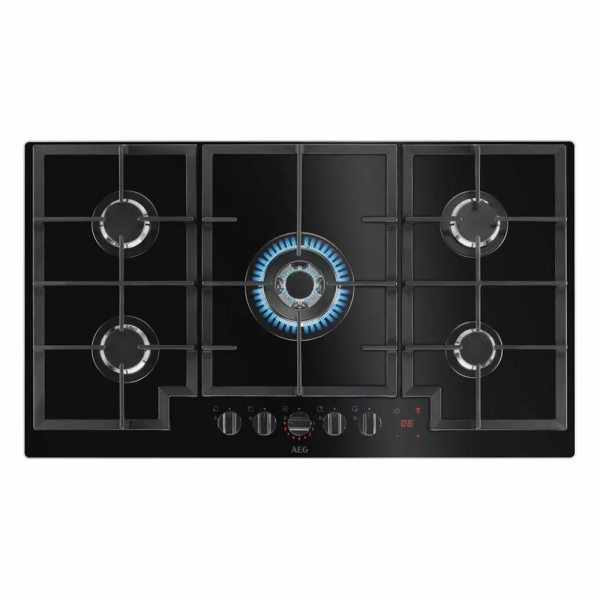 AEG HKB95450NB 90cm Gas on Glass Hob - Black