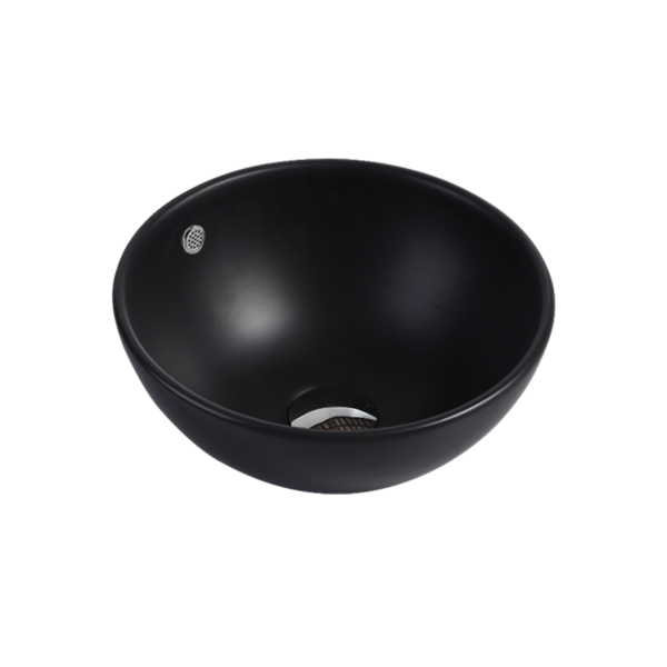 Lily Horizon Round Counter Top Black Basin 435mm Dia. 