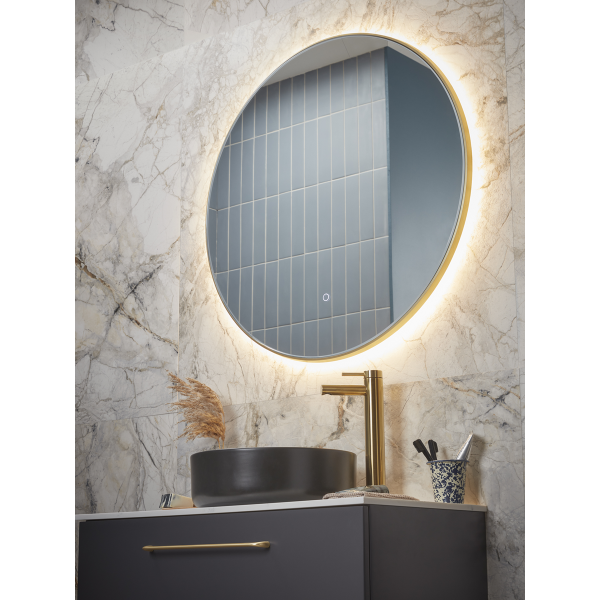 Oxygen Brushed Brass Round Mirror 800 dia.