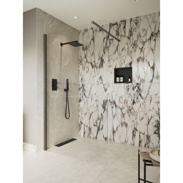 Aida GunMetal Wetroom Panels & Support Bar