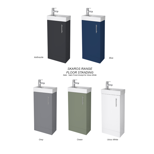 Skaros 400mm Floor Standing Unit & Basin : 5 Colours