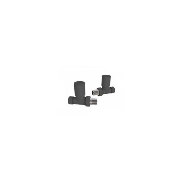 Matt Anthracite Straight Round Head Radiator Valve Set