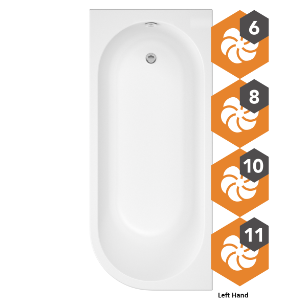 Tee Left Hand Bath Including Panel with Whirlpool System
