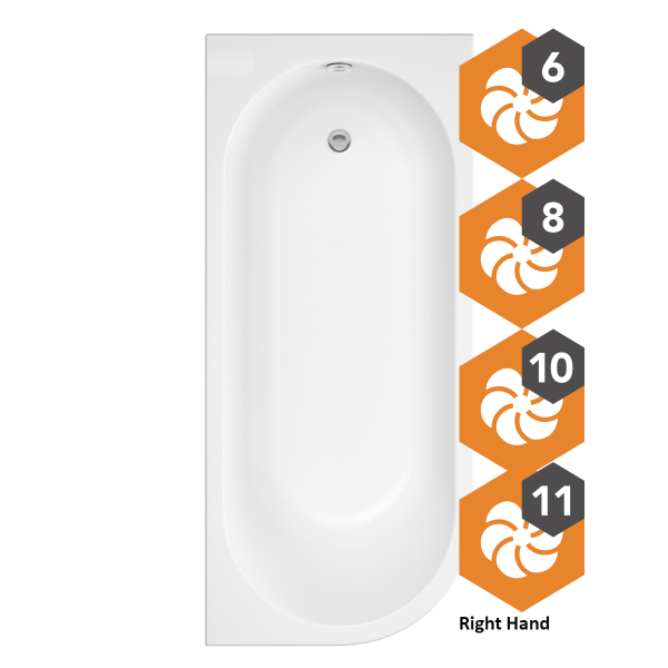 Tee Right Hand Bath Including Panel with Whirlpool System