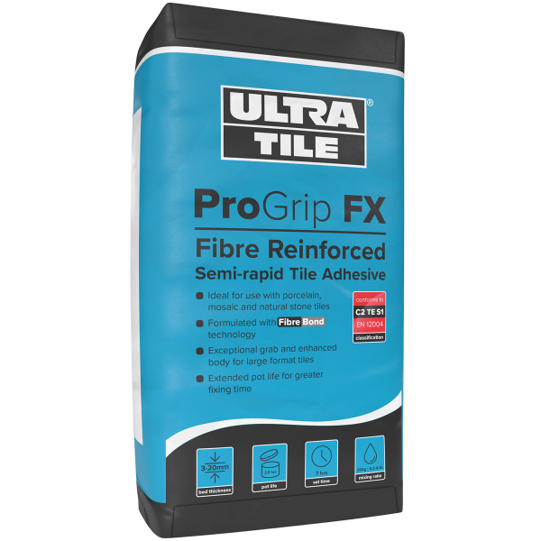 UltraTile ProGrip FX Semi-Rapid Set Tile Adhesive - Grey (20 kg)