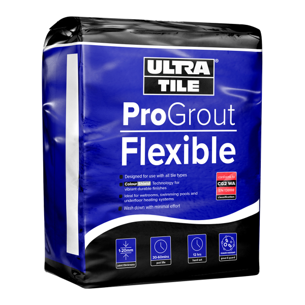 UltraTile ProGrout 3kg Mould Resistant Flexible Grout Choice of 12 Colours