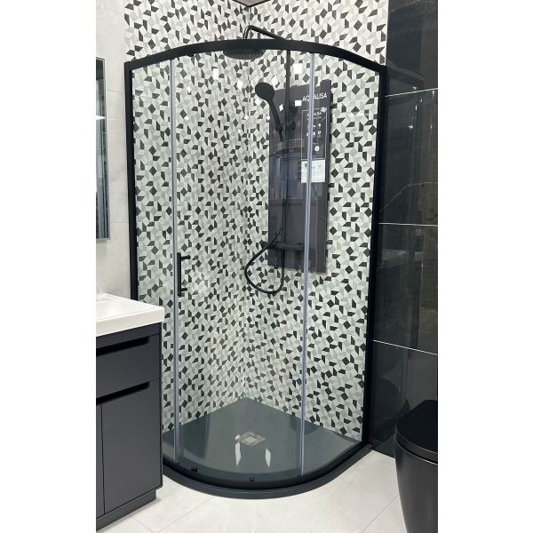 Flair Verve 900mm Matt Black Bundle with Gemstone Tray & Waste